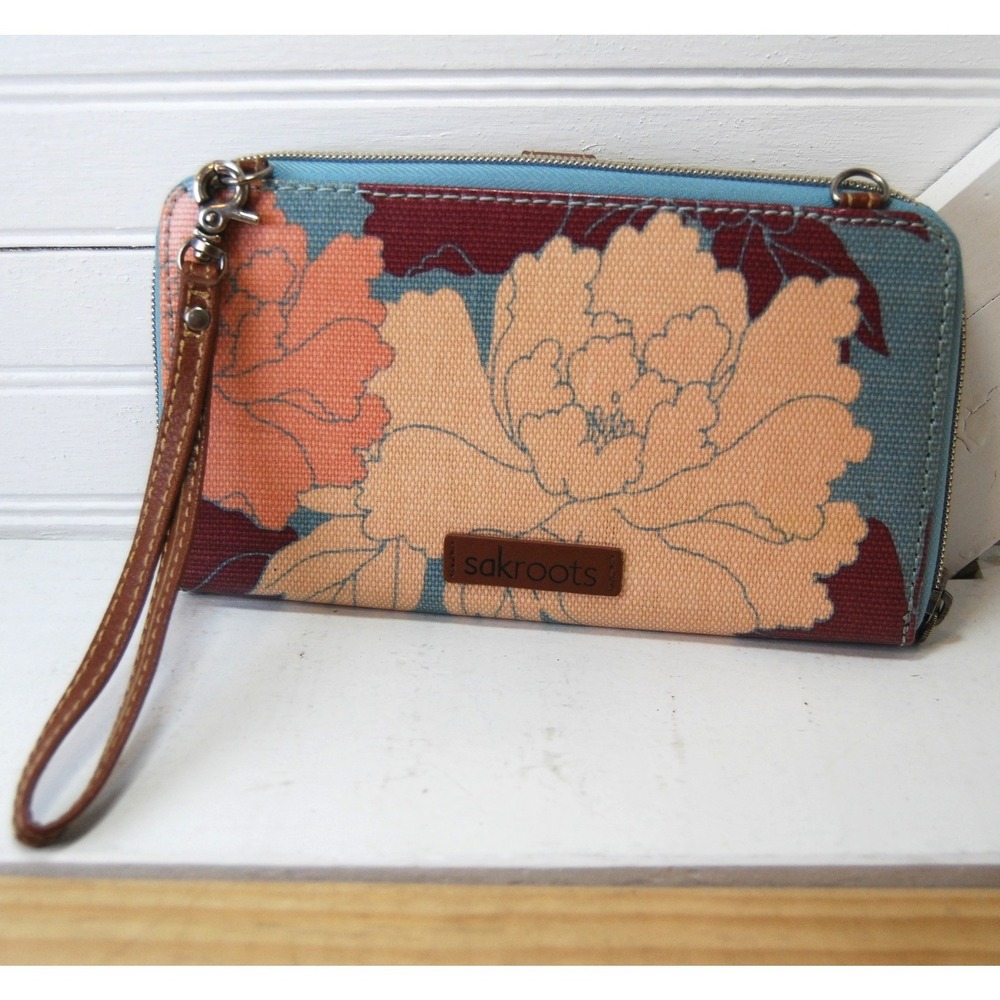 Sakroots Wristlet wallet Floral Print Coated Canvas Coin purse Zip aroundโ